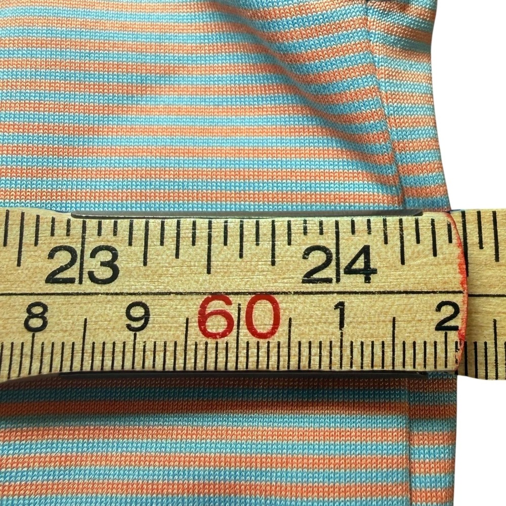 Rhoback Mens XL Performance Polo Shirt Blue Orange Striped Short Sleeve Golf - Picture 7 of 8